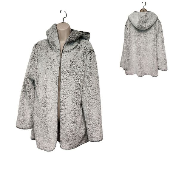 Victoria's Secret Fleece Gray Open Hooded Jacket Size M/L - Picture 1 of 7